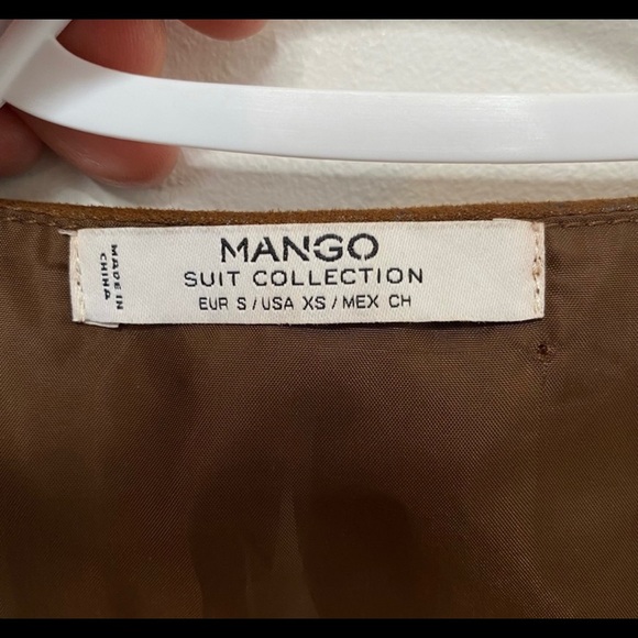 Mango Sueded Fringe Tank Top Sleveless V-Neck Vegan Brown Distressed Hippie Boho - Picture 9 of 9